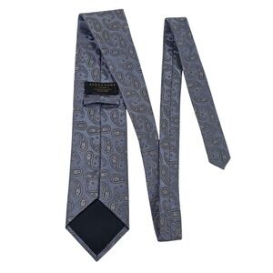 Alexandre London Savile Row Mens Luxury Necktie Blue Paisley Silk‎ Preppy Work